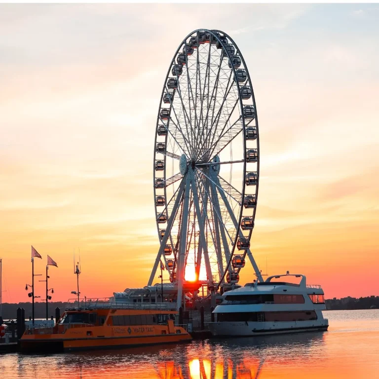 Capital Wheel At Sunset In National Harbor