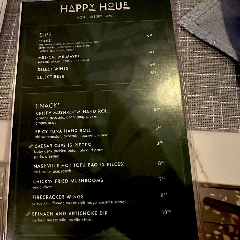 Happy Hour Menu At Planta In Bethesda, Maryland